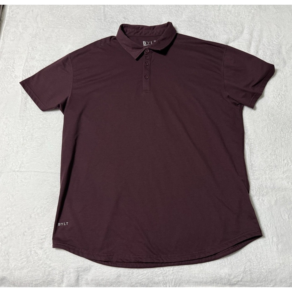 BYLT Polo Shirt Mens XXL Maroon Signature Solid Stretch Casual Premium Basics
